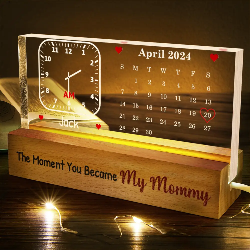 The Moment You Became My Mommy - Personalized Rectangle LED Light - Image 5