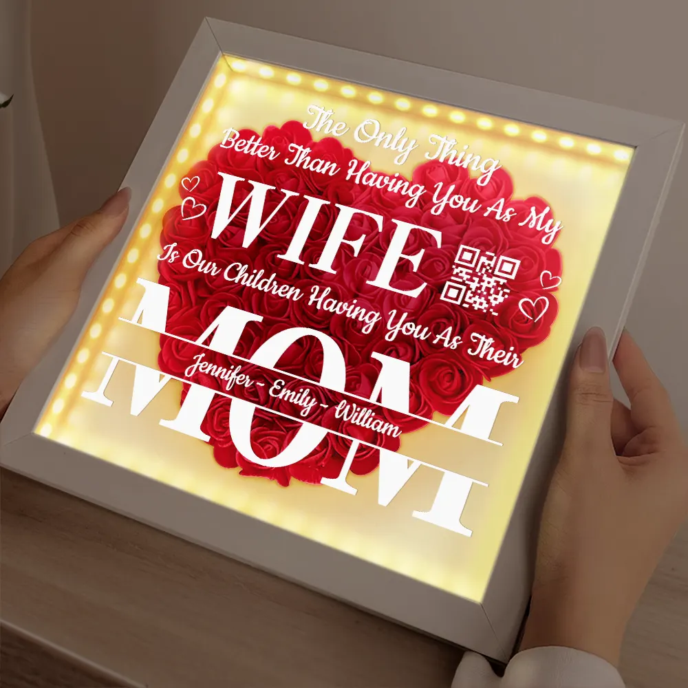 The Only Thing Better Is Our Children Having You As Their Mom - Personalized LED Light Flower Shadow Box - Image 2