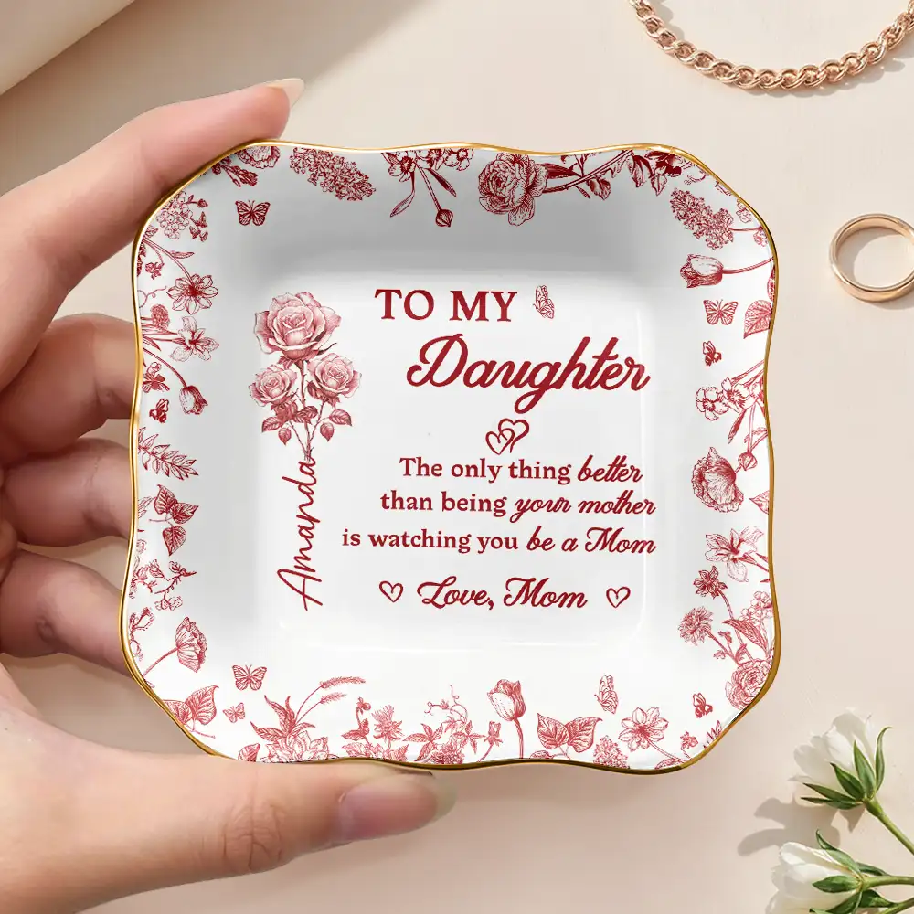 The Only Thing Better Than Being Your Mom Toile Birth Month Flower - Personalized Ring Dish - Image 3