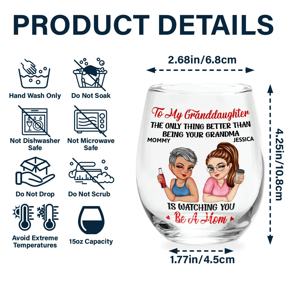 The Only Thing Better Than Being Your Mother Grandma - Personalized Stemless Wine Glass - Image 5