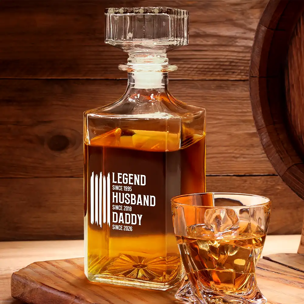 The Original Legend Legend Husband Daddy Grandpa - Personalized Square Whiskey Bottle - Image 2