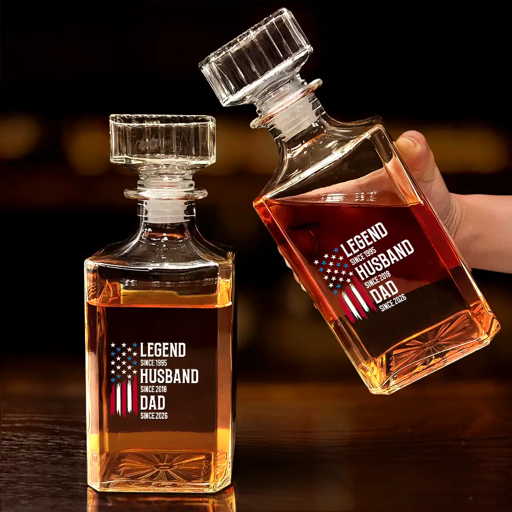 The Original Legend Legend Husband Daddy Grandpa - Personalized Square Whiskey Bottle - Image 4