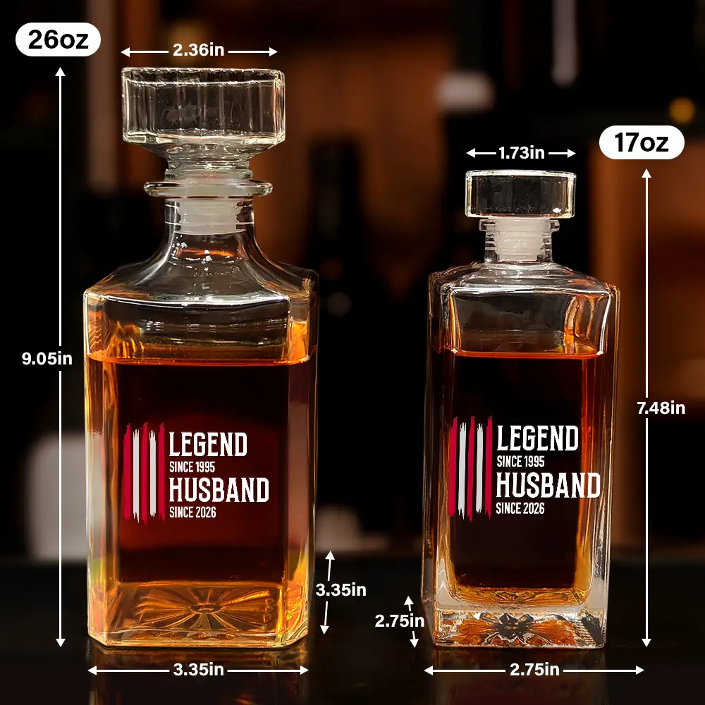 The Original Legend Legend Husband Daddy Grandpa - Personalized Square Whiskey Bottle - Image 5