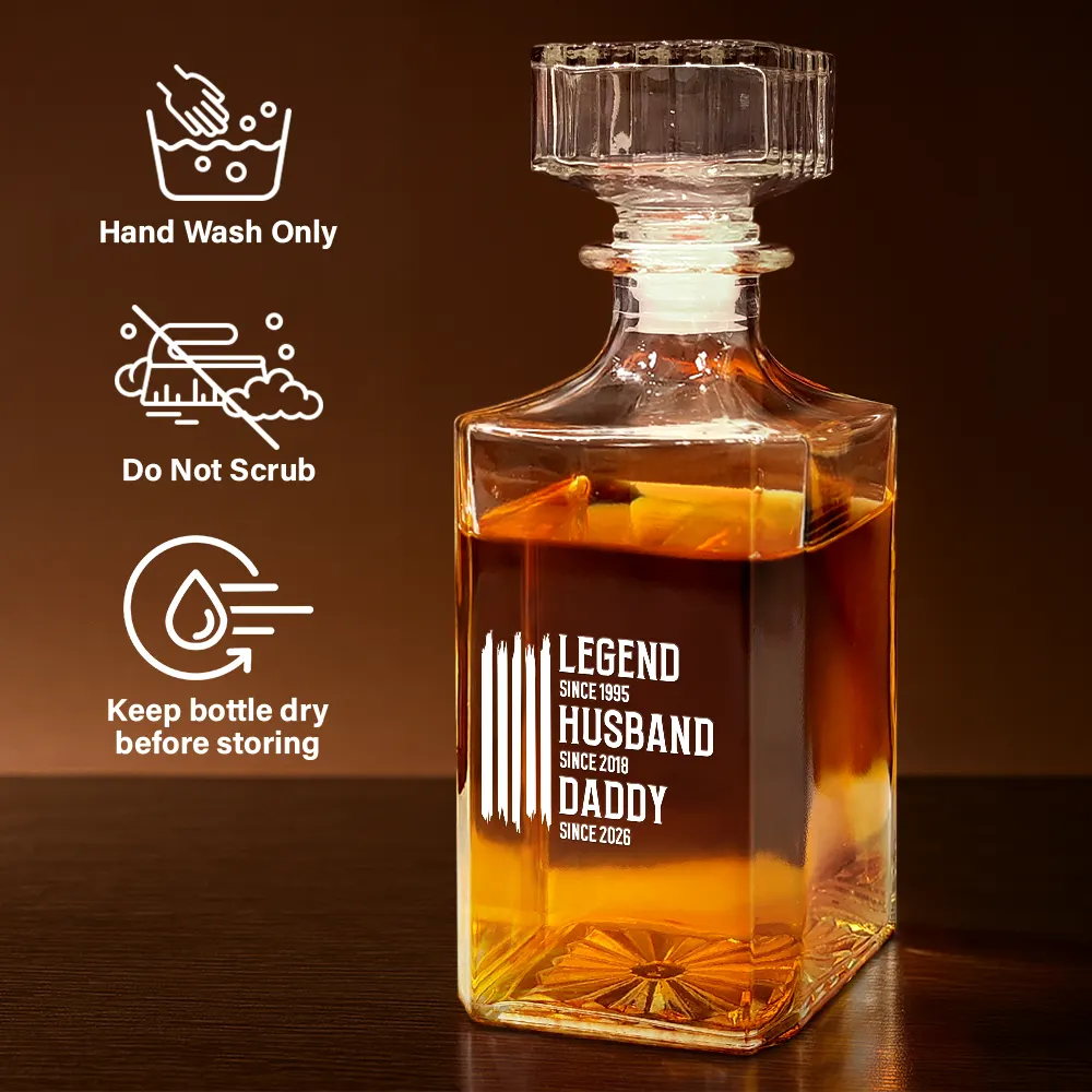 The Original Legend Legend Husband Daddy Grandpa - Personalized Square Whiskey Bottle - Image 6