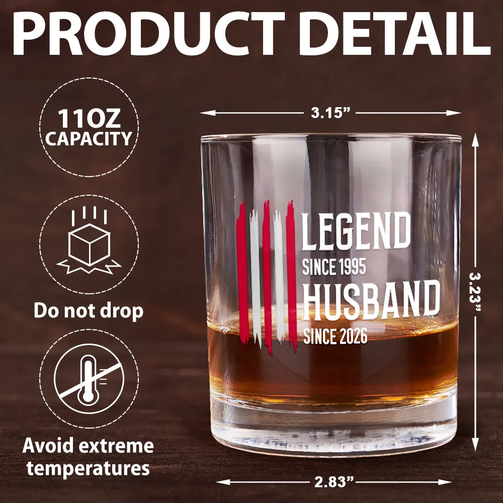 The Original Legend Legend Husband Daddy Grandpa - Personalized Whiskey Glass - Image 5