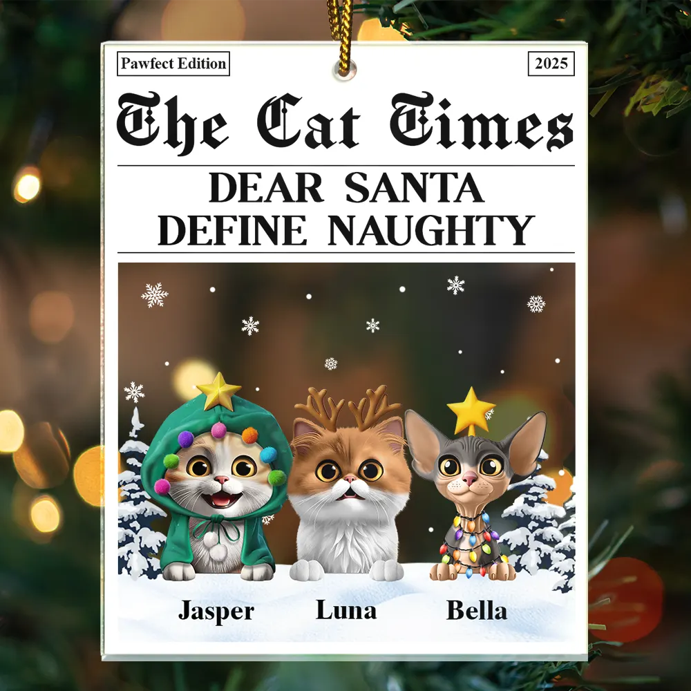 The Pet Times Happy Pawlidays Dog Cat - Personalized Custom Shaped Acrylic Ornament - Image 3