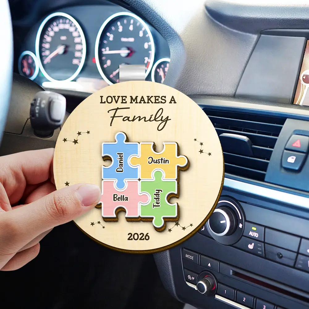 The Pieces That Make Our Family Puzzle - Personalized Custom Shaped Car Visor Clip - Image 3