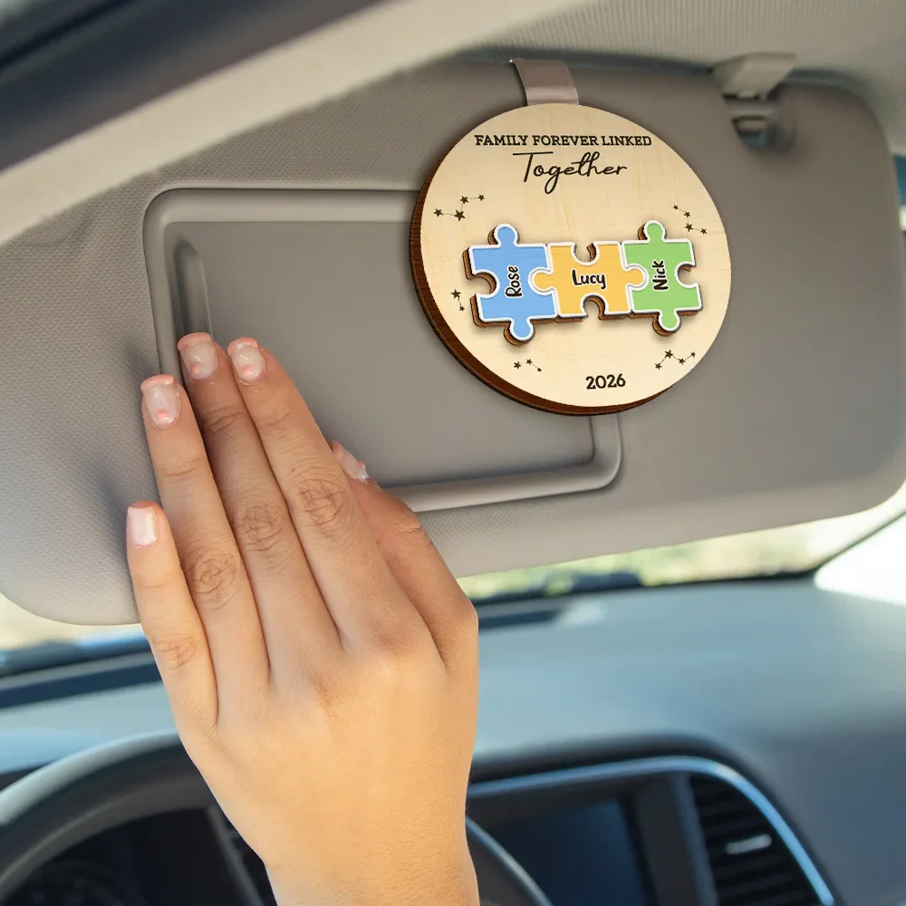 The Pieces That Make Our Family Puzzle - Personalized Custom Shaped Car Visor Clip - Image 4