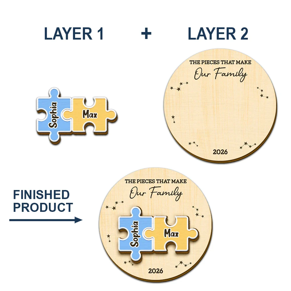 The Pieces That Make Our Family Puzzle - Personalized Custom Shaped Car Visor Clip - Image 5