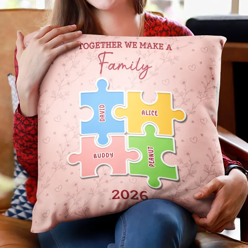 The Pieces That Make Our Family Puzzle - Personalized Pillow - Image 2