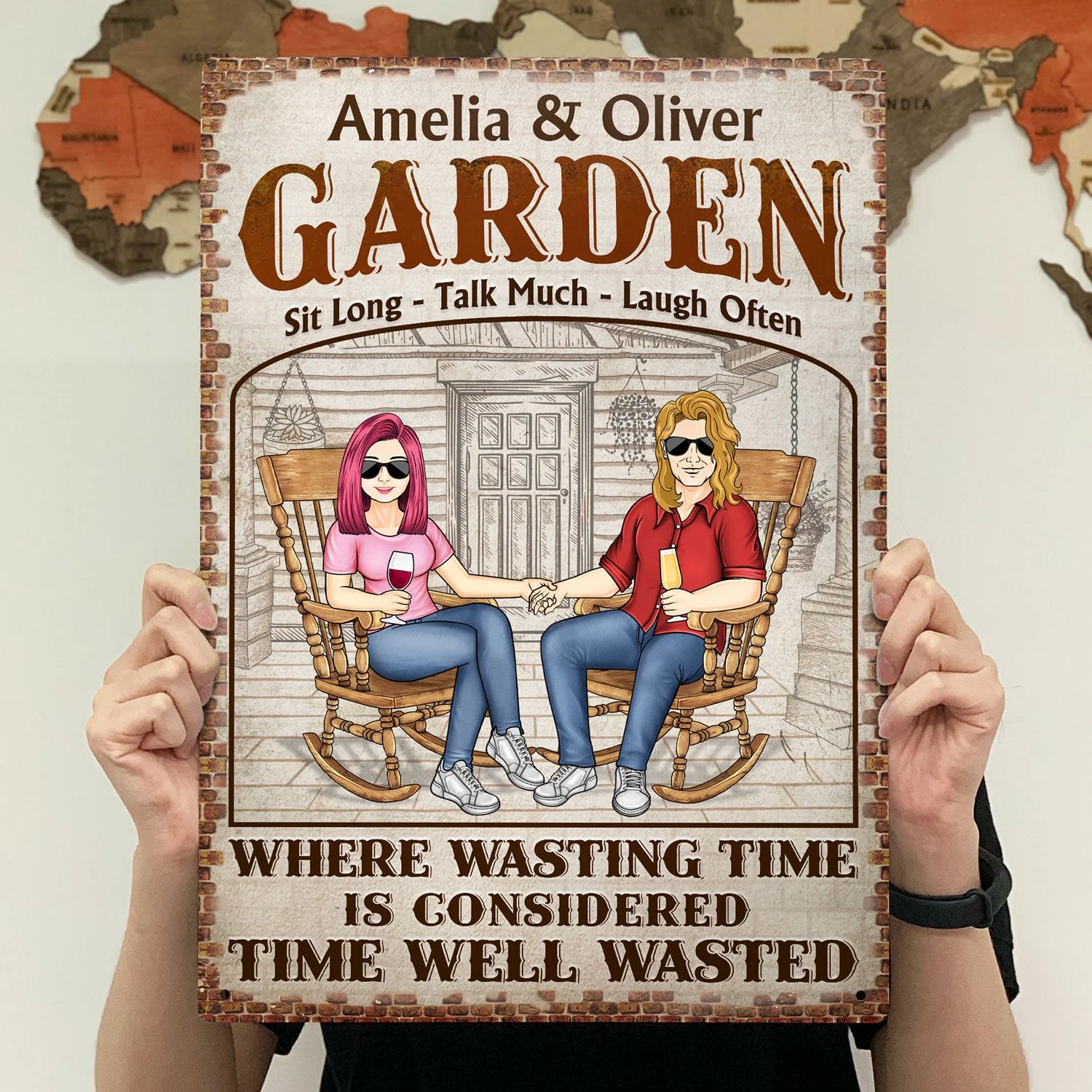 The Porch Time Well Wasted - Anniversary, Birthday, Outdoor, Home Decor Gift For Spouse, Lover, Husband, Wife, Couple - Personalized Custom Classic Metal Signs - Image 4