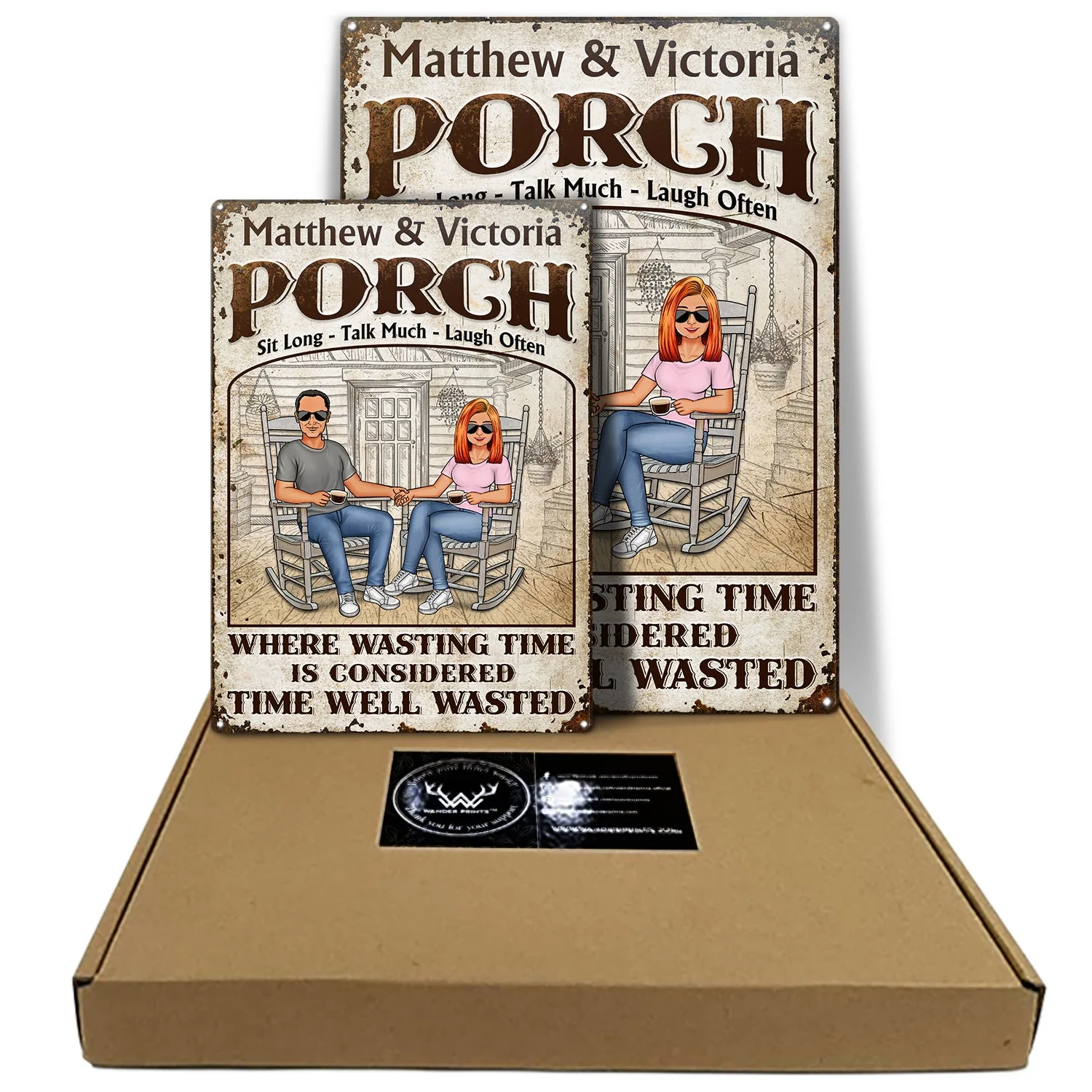 The Porch Time Well Wasted - Gift For Couples - Personalized Custom Classic Metal Signs - Image 3