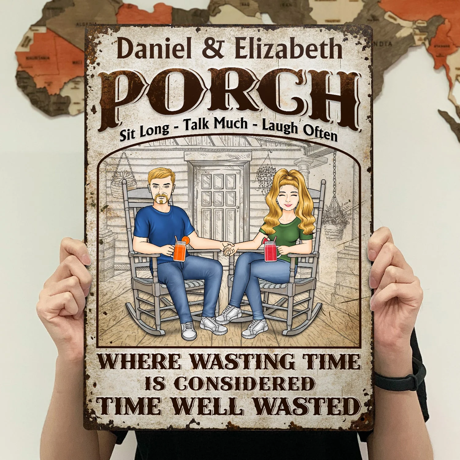 The Porch Time Well Wasted - Gift For Couples - Personalized Custom Classic Metal Signs - Image 5