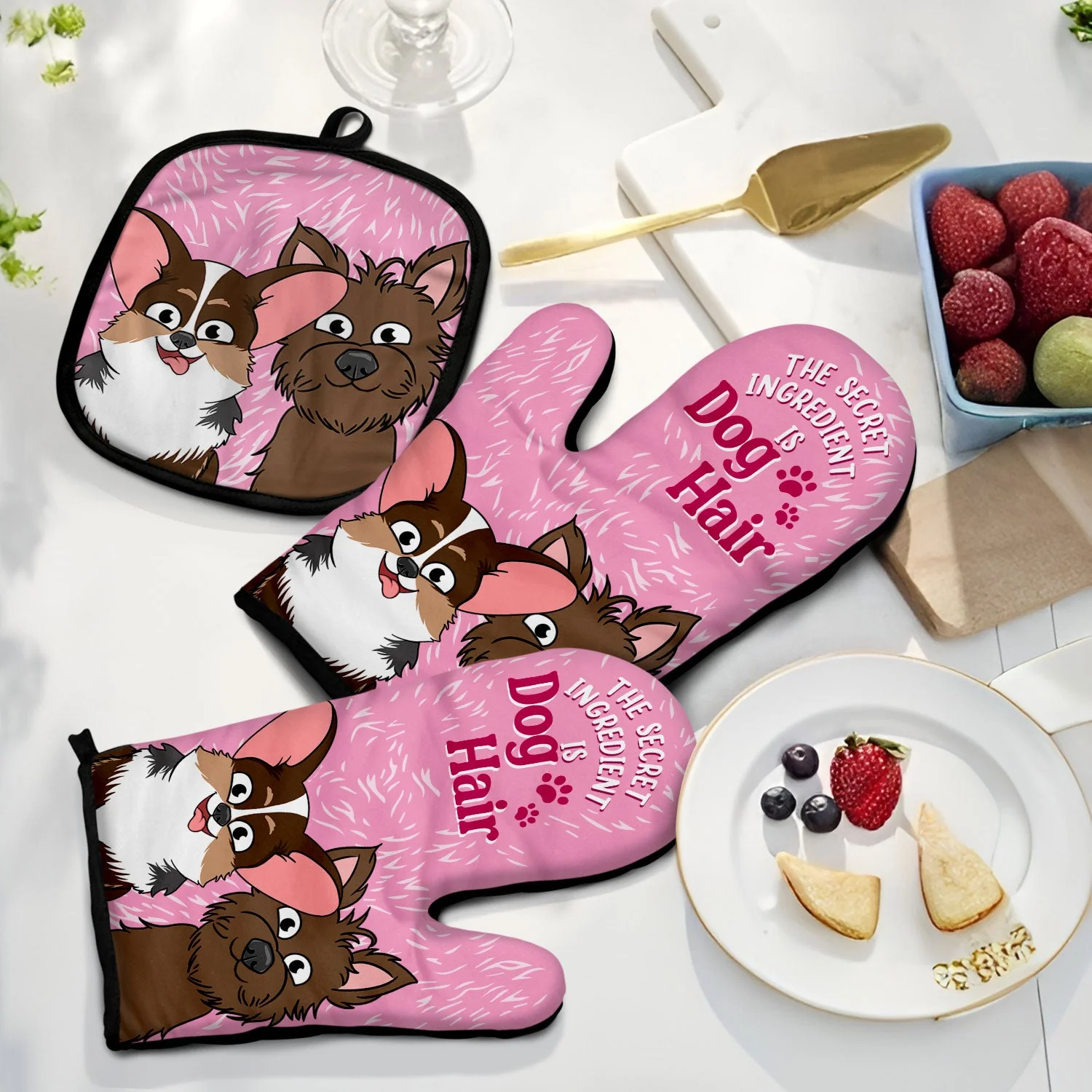 The Secret Ingredient Is Dog Hair - Gift For Dog Lovers - Personalized Oven Mitts, Pot Holders - Image 2