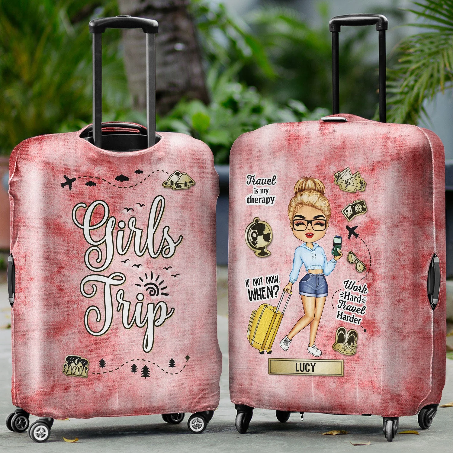 The Sky Is Calling And I Must Go - Birthday Gift For Him, Her, Travel, Vacation Lovers - Personalized Custom Luggage Cover - Image 2