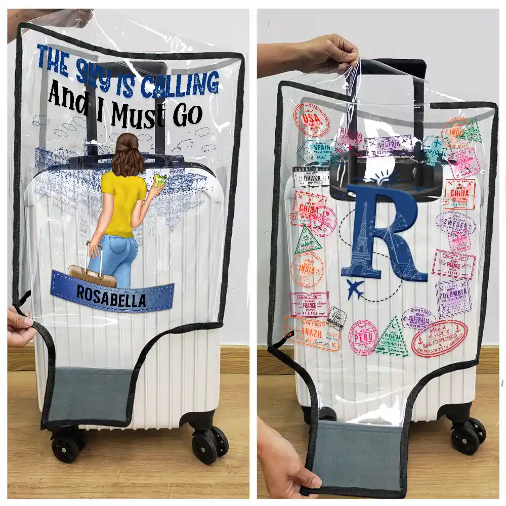 The Sky Is Calling Me - Personalized Clear Luggage Cover - Image 5