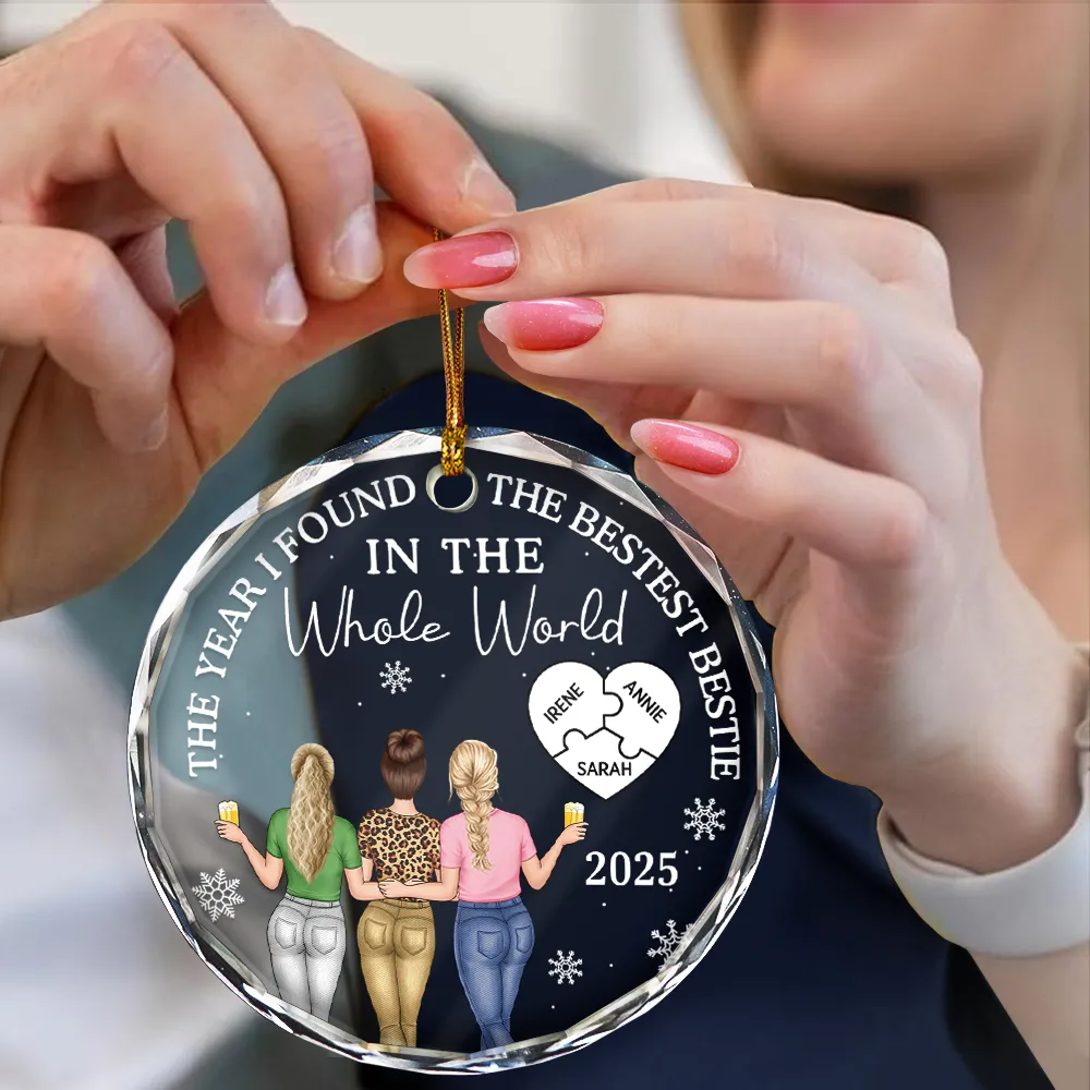 The Year I Found My Bestest Bestie - Personalized Circle Glass Ornament - Image 4