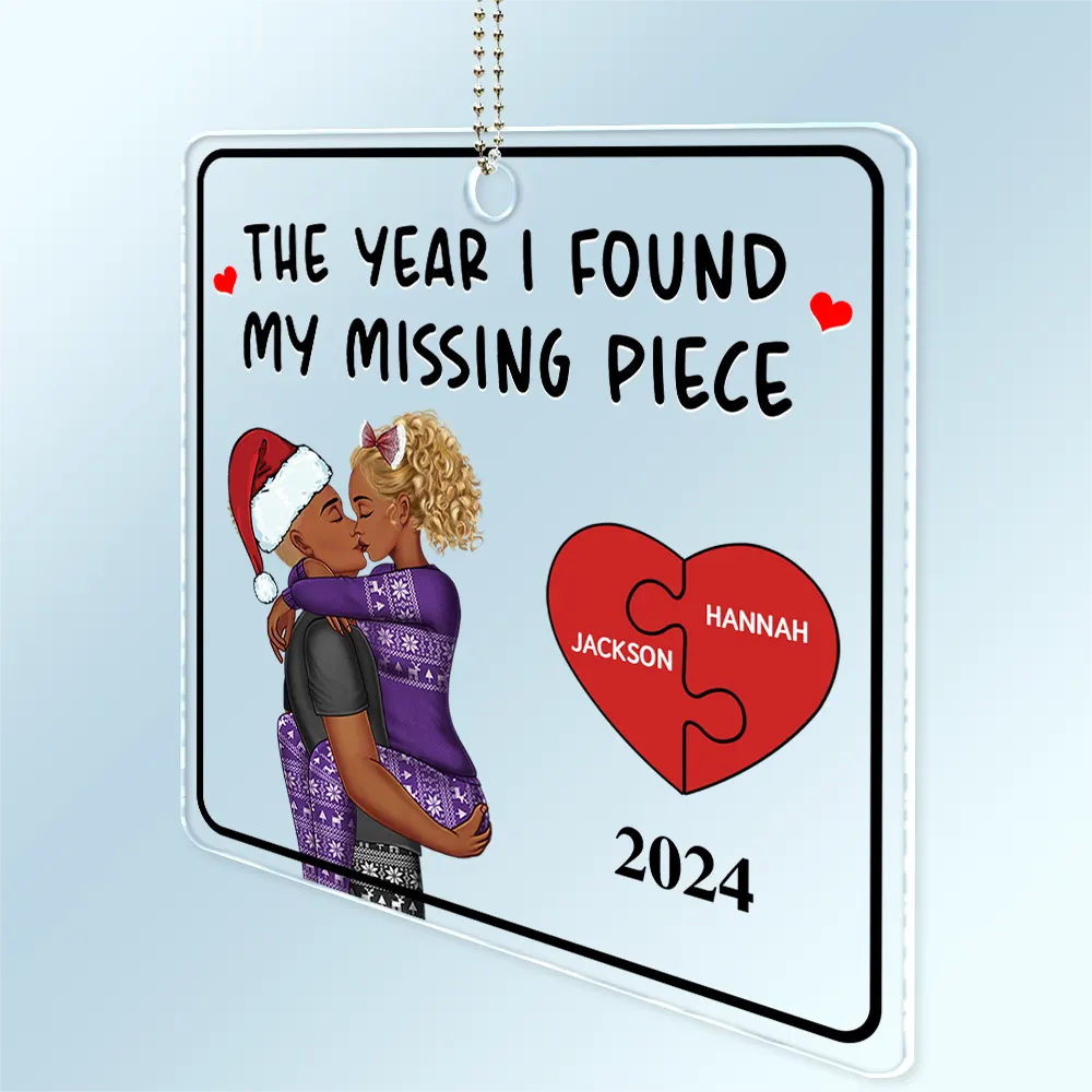 The Year I Found My Missing Piece Kissing Couples - Personalized Acrylic Car Hanger - Image 2