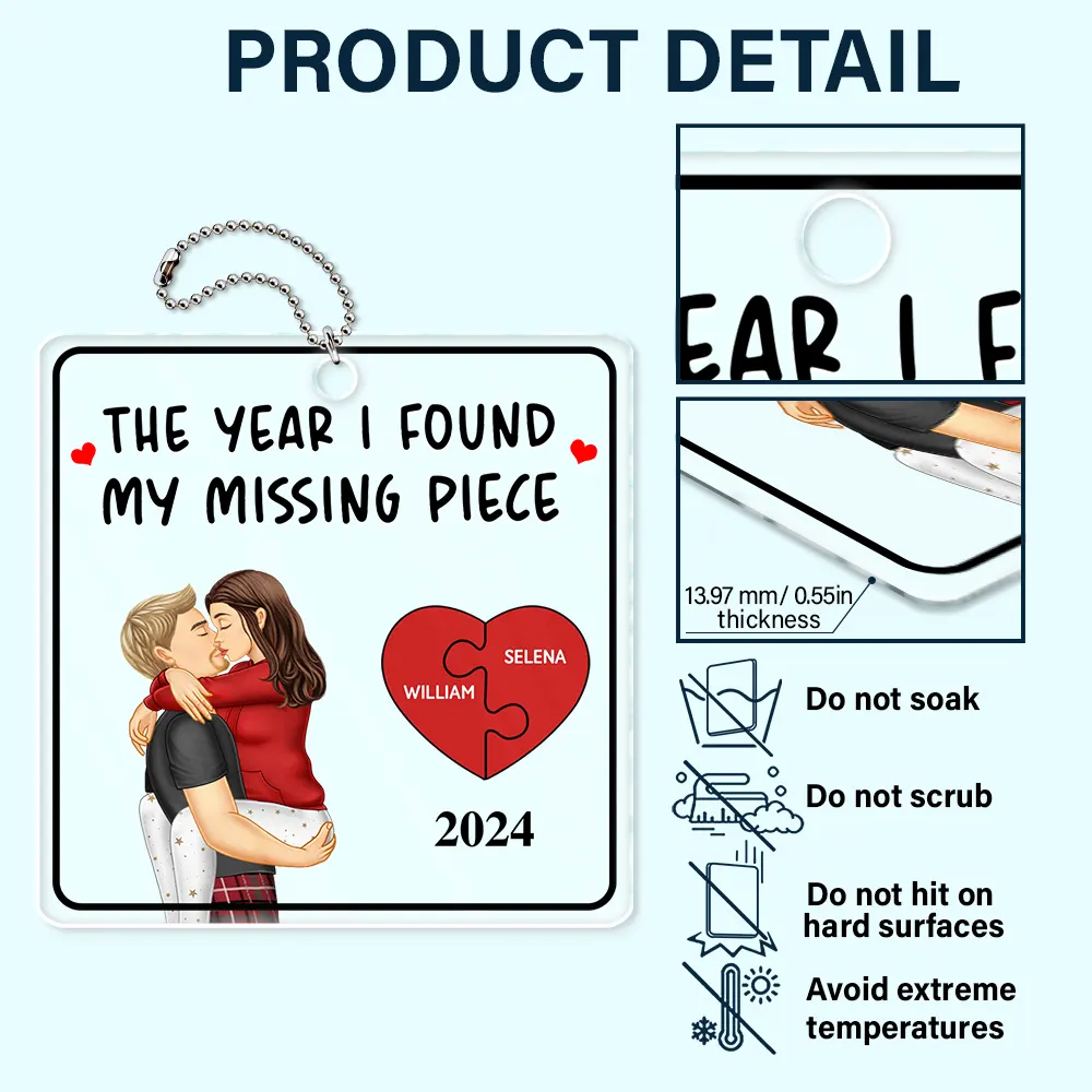 The Year I Found My Missing Piece Kissing Couples - Personalized Acrylic Car Hanger - Image 5