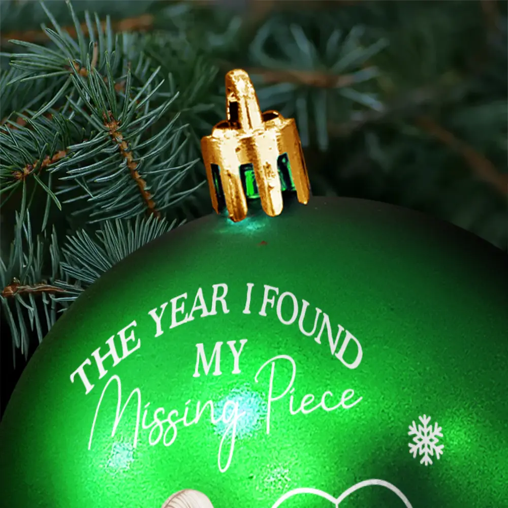 The Year I Found My Missing Piece Kissing Couples - Personalized Ball Ornament - Image 5