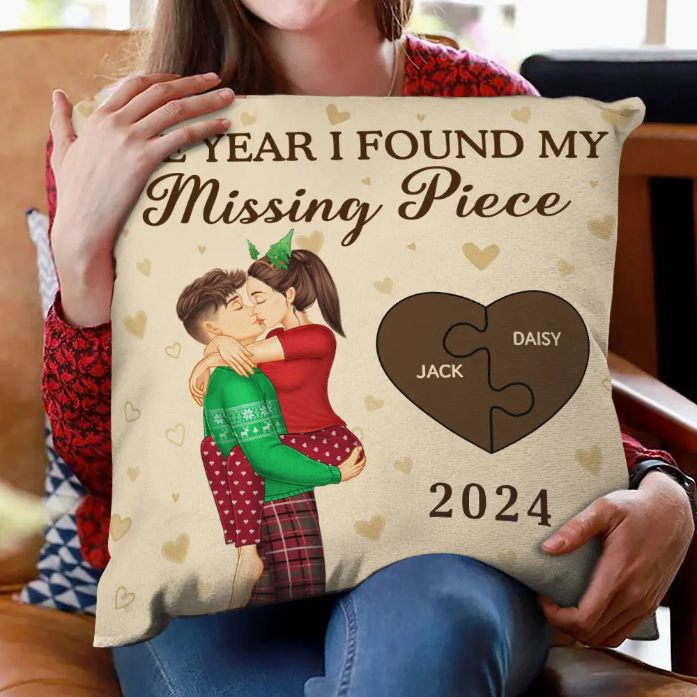 The Year I Found My Missing Piece Kissing Couples - Personalized Pillow - Image 2
