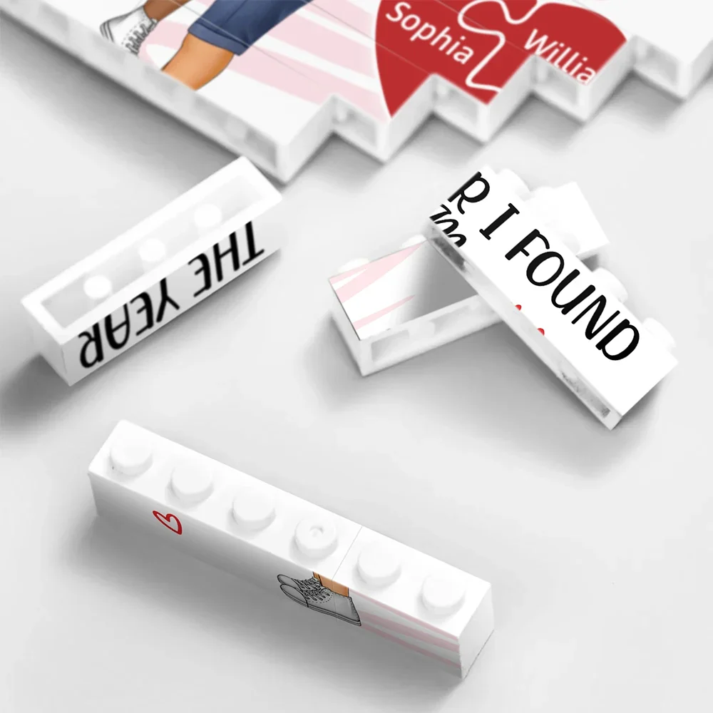 The Year I Found My Missing Piece - Personalized Vertical Rectangle Building Brick Blocks - Image 4