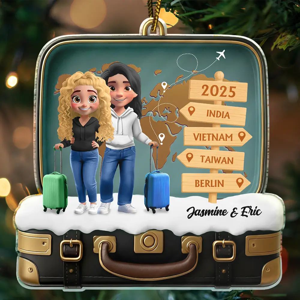 The Year We And Our Suitcase Traveled Together - Personalized Custom Shaped Acrylic Ornament - Image 3