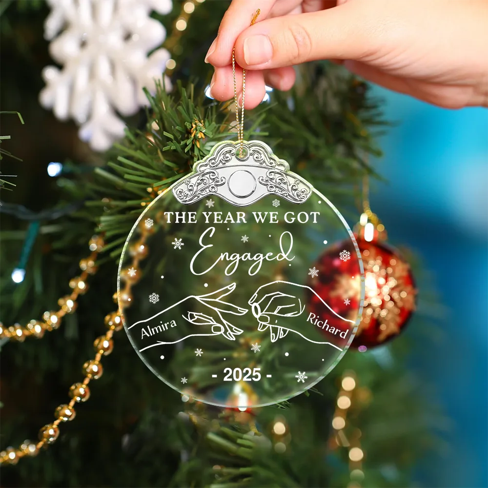 The Year We Got Engaged - Personalized Custom Shaped Acrylic Ornament - Image 4