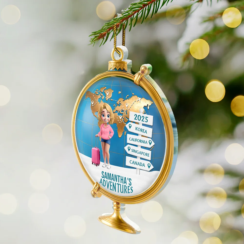 The Year We Visited Around The Globe - Personalized Custom Shaped Acrylic Ornament - Image 2