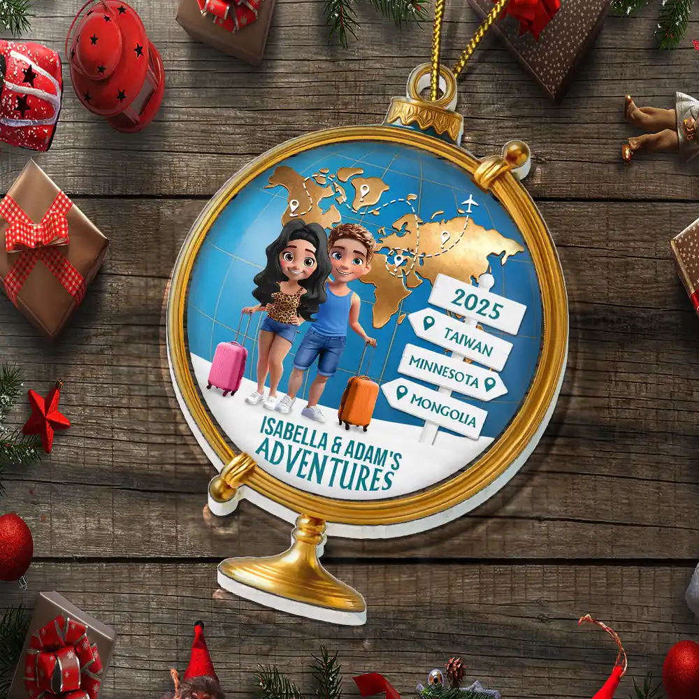 The Year We Visited Around The Globe - Personalized Custom Shaped Acrylic Ornament - Image 5