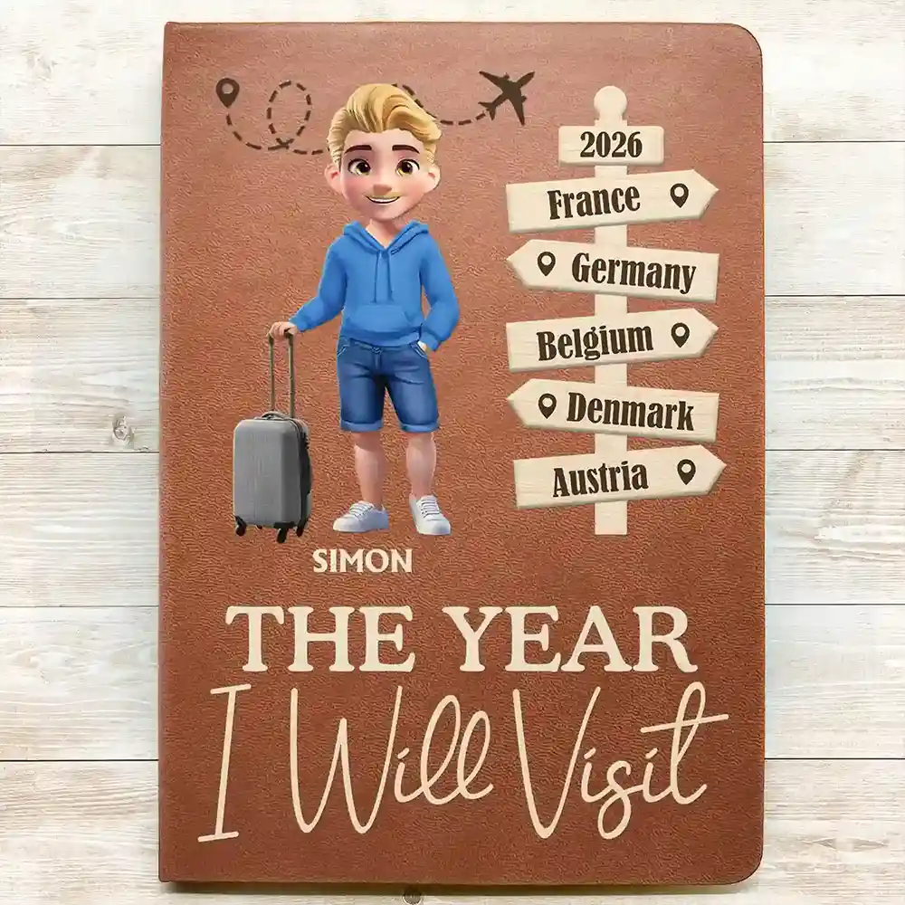 The Year We Will Visit - Personalized Leather Journal - Image 3