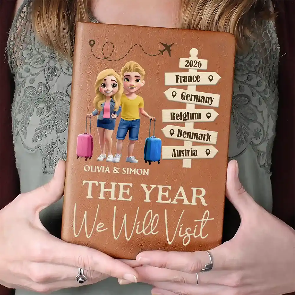 The Year We Will Visit - Personalized Leather Journal - Image 4