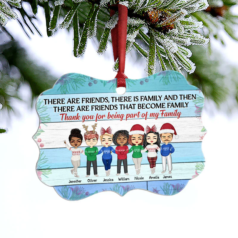 There Are Friends There Are Family Blue - Christmas Gift For Best Friends - Personalized Custom Aluminum Ornament - Image 3