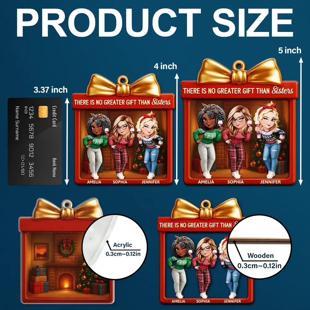 There Is No Greater Gift Than Friendship 3D Effect - Personalized 2-Layered Mix Ornament - Image 5