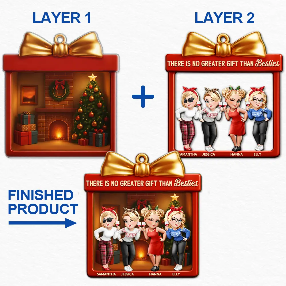 There Is No Greater Gift Than Friendship 3D Effect - Personalized 2-Layered Mix Ornament - Image 6