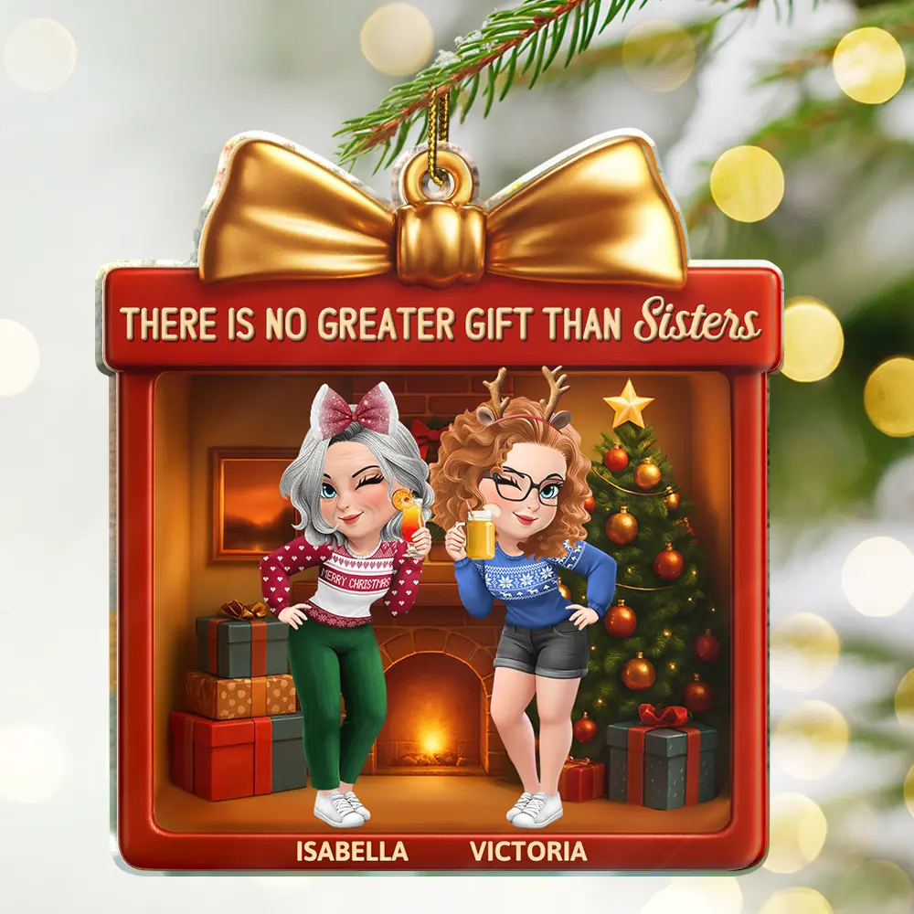 There Is No Greater Gift Than Friendship 3D Effect - Personalized Custom Shaped Acrylic Ornament - Image 2