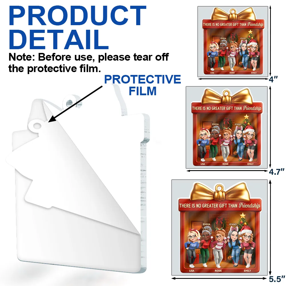 There Is No Greater Gift Than Friendship 3D Effect - Personalized Custom Shaped Acrylic Ornament - Image 6