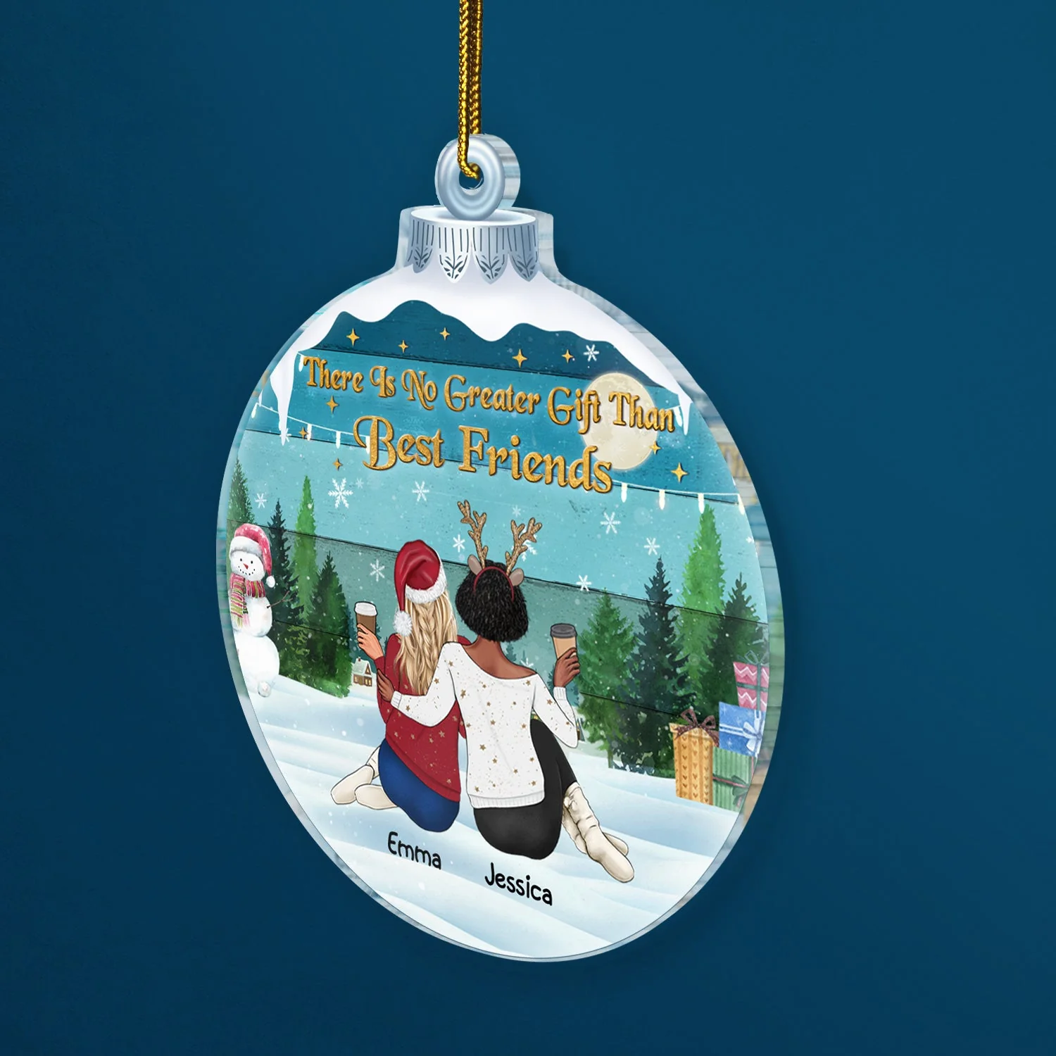 There Is No Greater Gift Than Friendship - Christmas Memorial Gift For Best Friends, Besties, Sisters - Personalized Custom Shaped Acrylic Ornament - Image 2