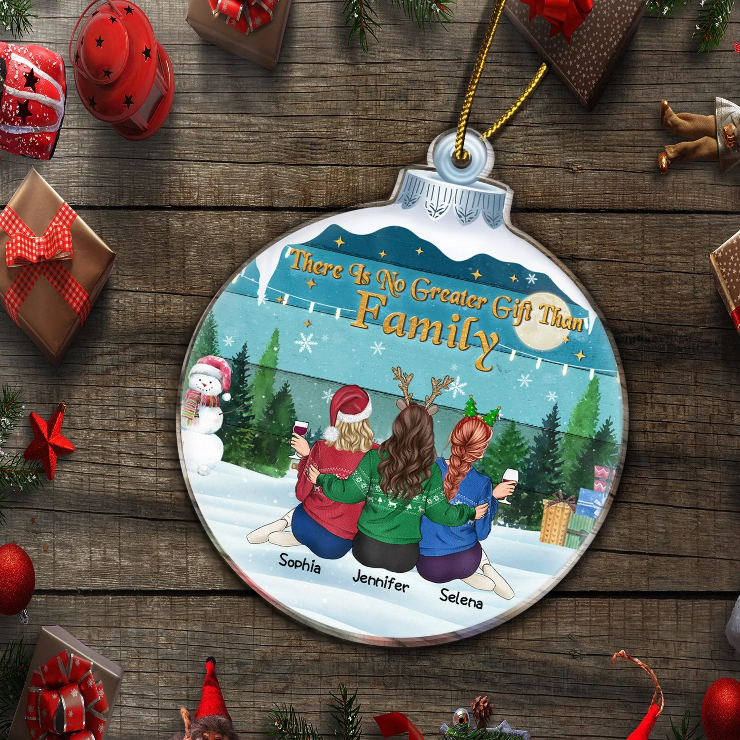 There Is No Greater Gift Than Friendship - Christmas Memorial Gift For Best Friends, Besties, Sisters - Personalized Custom Shaped Acrylic Ornament - Image 5