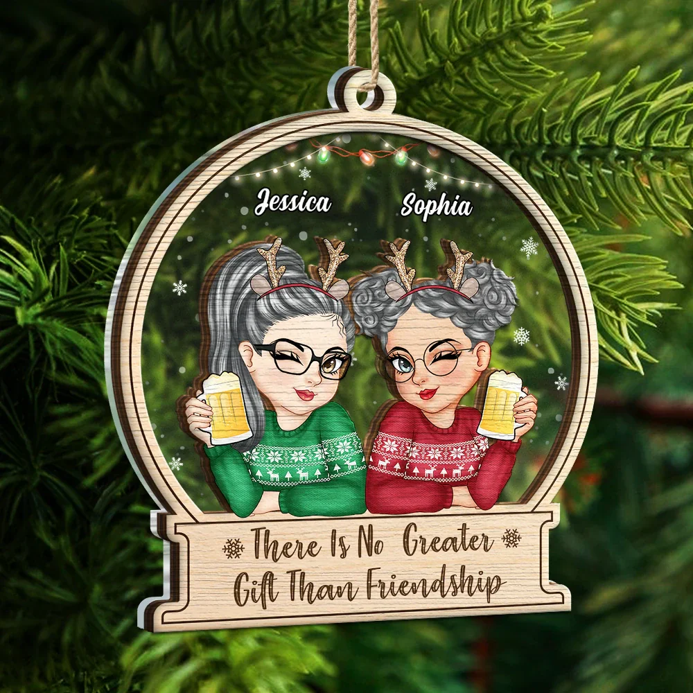 There Is No Greater Gift Than Friendship - Personalized 2-Layered Mix Ornament - Image 5