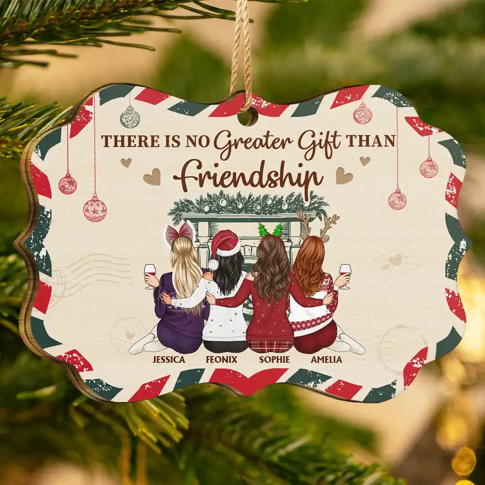 There Is No Greater Gift Than Friendship - Personalized Medallion Wooden Ornament - Image 3