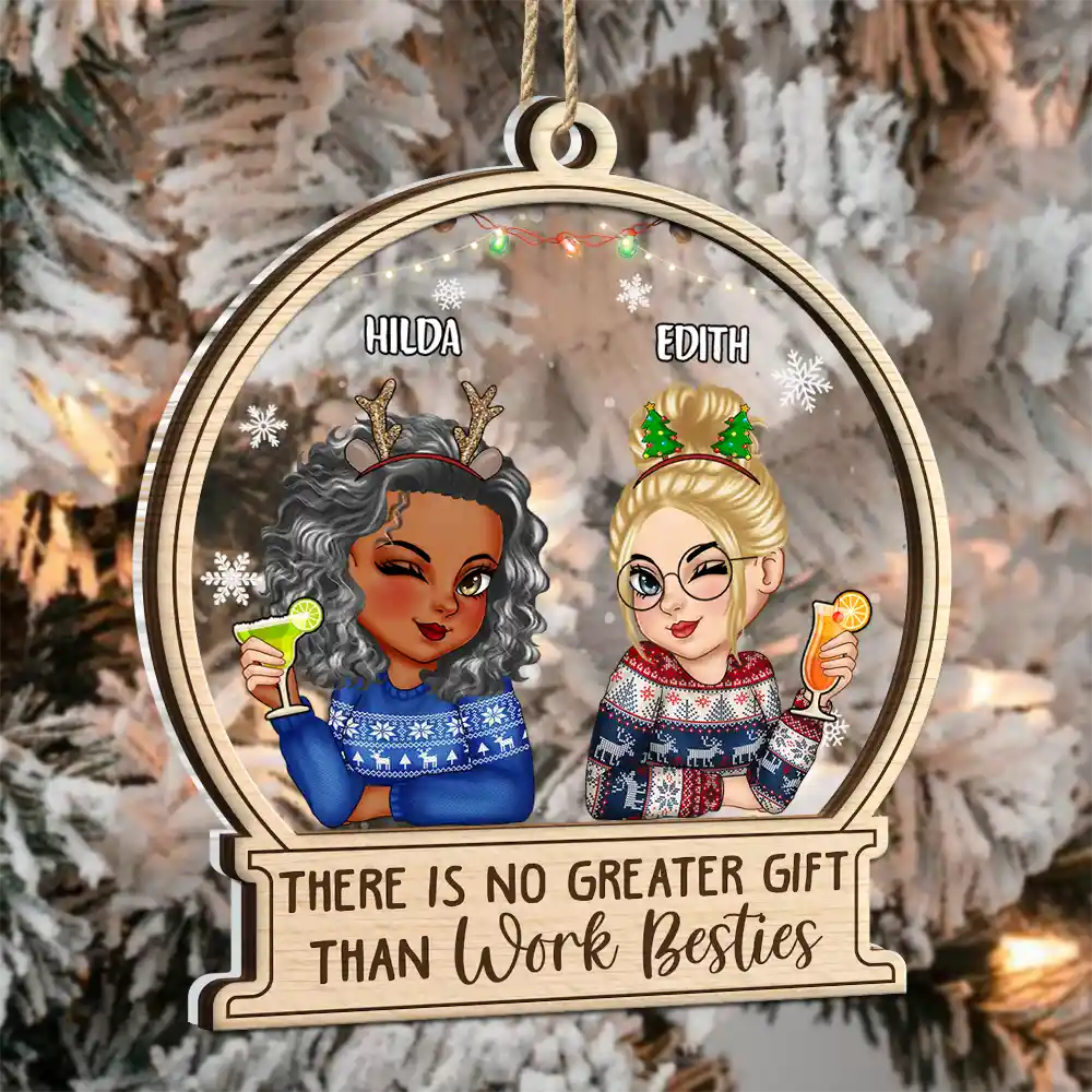 There Is No Greater Gift Than Sisters Christmas - Personalized 2-Layered Mix Ornament - Image 3