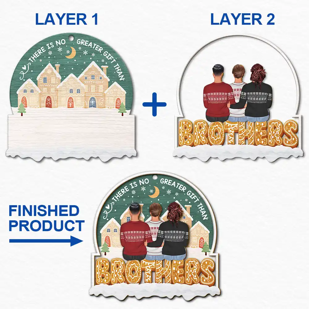 There Is No Greater Gift Than Sisters Family Besties - Personalized 2-Layered Wooden Ornament - Image 6