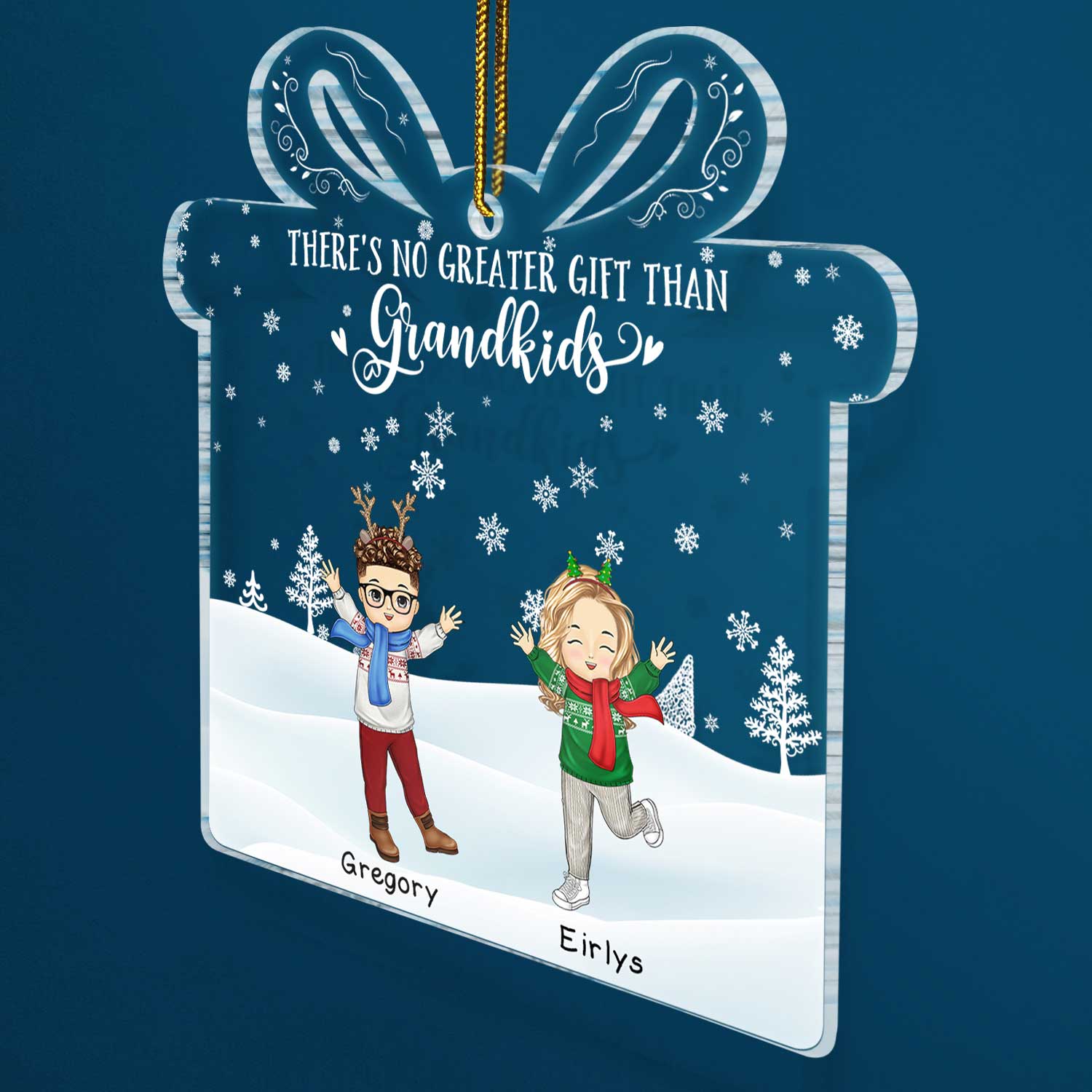 There's No Greater Gift Than Grandkids - Christmas Gift For Family, Grandpa, Grandma, Grandparents - Personalized Custom Shaped Acrylic Ornament - Image 2