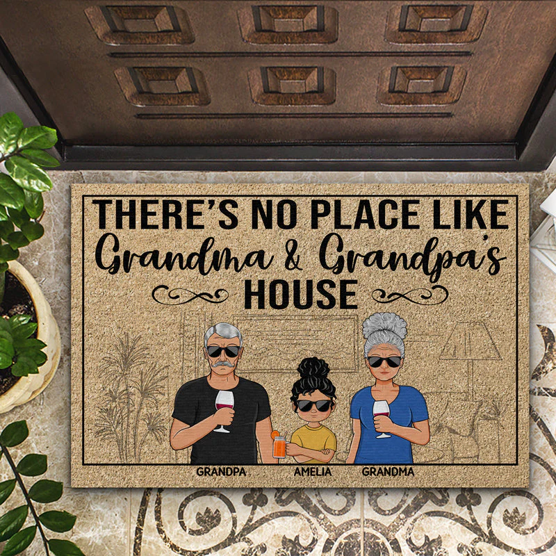 There's No Place Like Grandma & Grandpa's House Grandparents Couple - Family Gift - Personalized Custom Doormat - Image 2