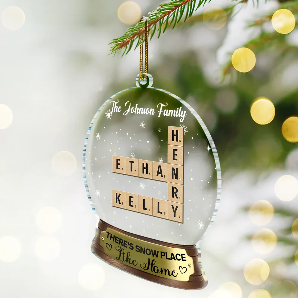 There's Snow Place Like Home Family Crossword Scrabble - Personalized Custom Shaped Acrylic Ornament - Image 3