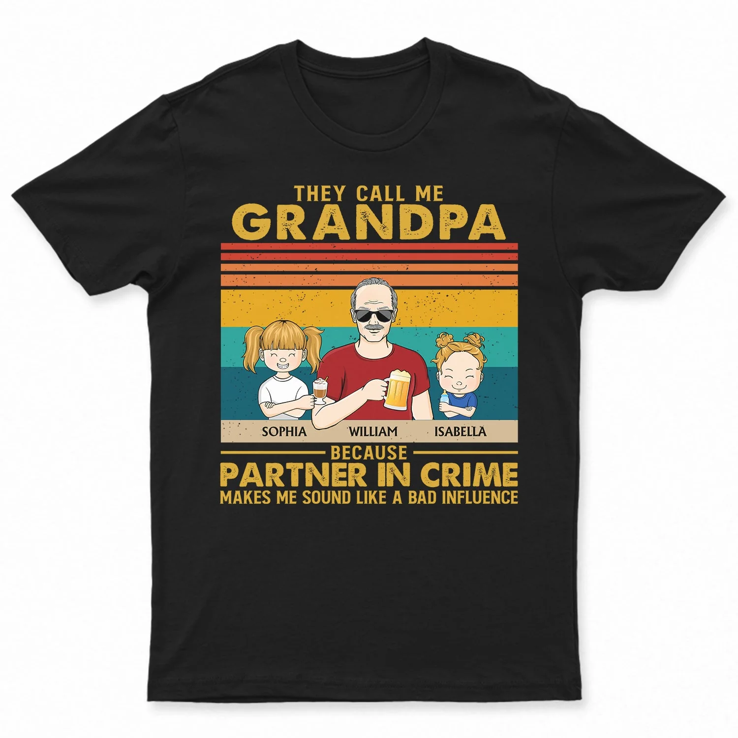 They Call Me Grandpa Because Partner In Crime - Gift For Dad, Father - Personalized Custom T Shirt
