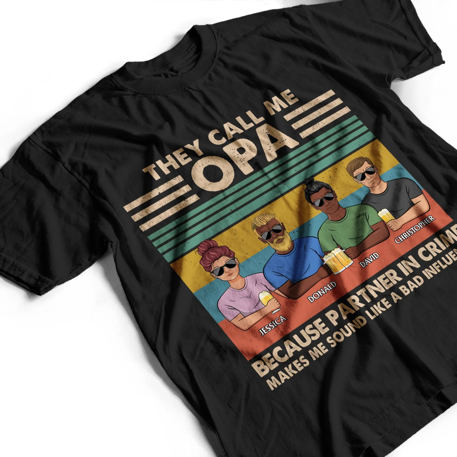 They Call Me Grandpa Because Partner In Crime - Gift For Dad, Grandfather - Personalized Custom T Shirt - Image 3