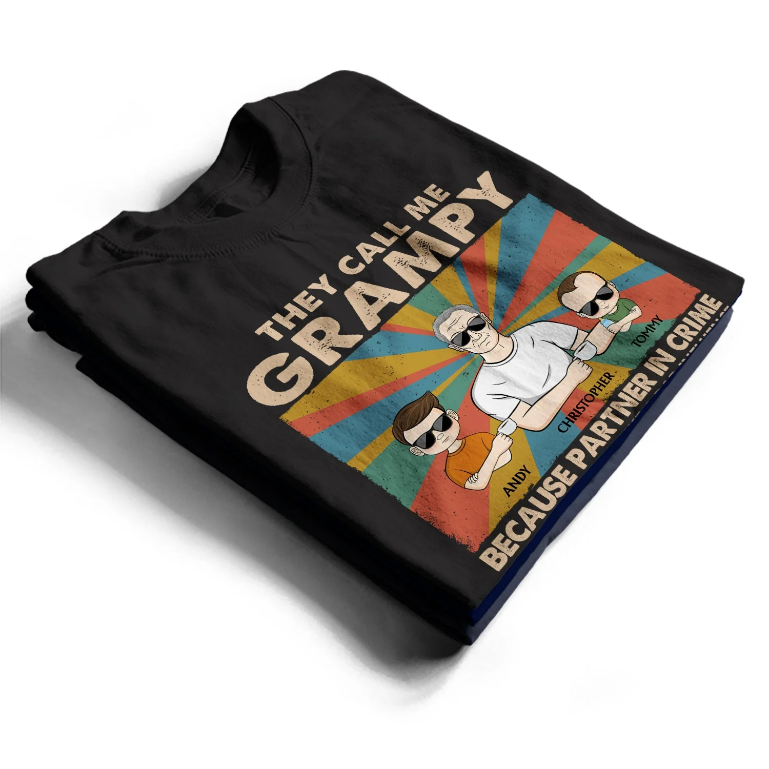They Call Me Grandpa Because Partner In Crime - Gift For Father, Parents, Family, Grandparent, Grandfather - Personalized Custom T Shirt - Image 2