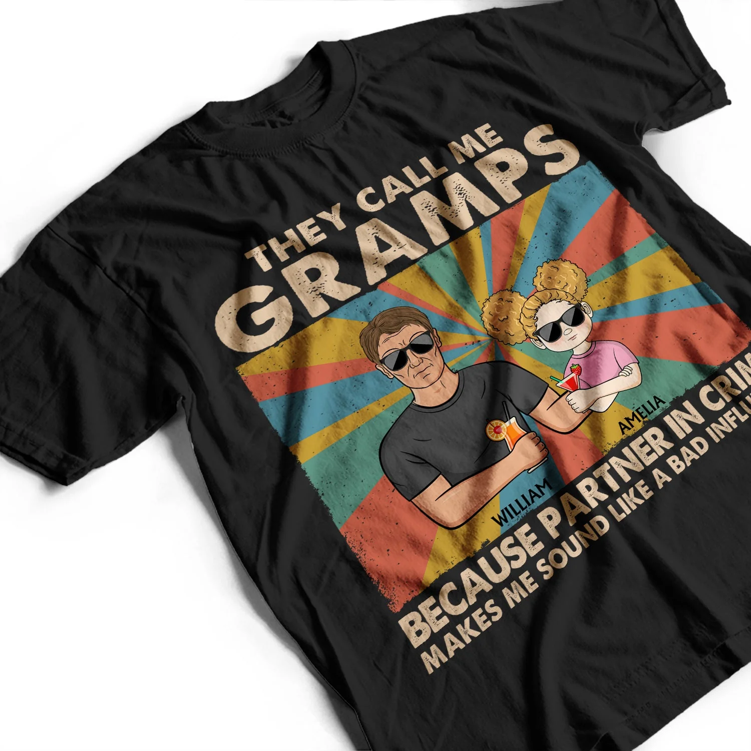 They Call Me Grandpa Because Partner In Crime - Gift For Father, Parents, Family, Grandparent, Grandfather - Personalized Custom T Shirt - Image 3